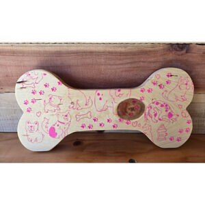 Dog Bone Decor, Custom Handmade Solid Wood, Pink Chalk Paint Design, New